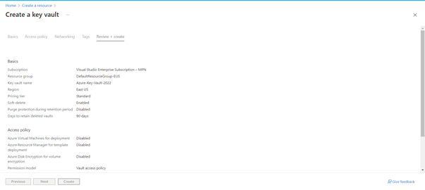 Create Microsoft Azure Key Vault Service Instance Using Azure Cloud Portal 